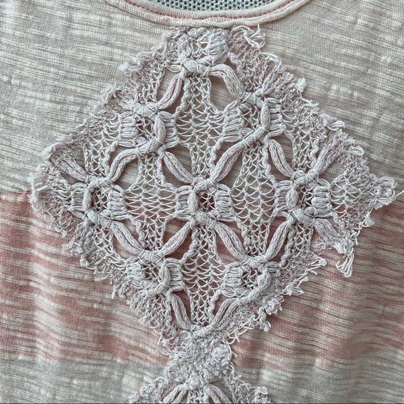 Free People Applique Mesh Trapeze Tank Top Pink Sz Small - Picture 2 of 10